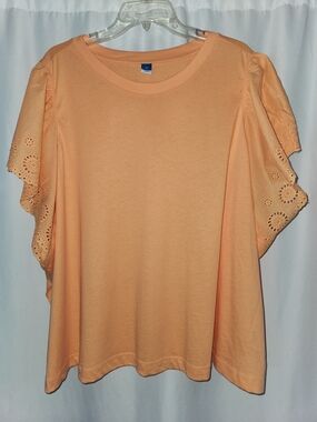 Old Navy Eyelet Flutter Sleeve Tee Size 4X #romantic #chic #boho #effortless
